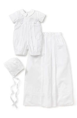 Kissy Graham Christening Romper, Detachable Skirt & Hat Set White at Nordstrom,