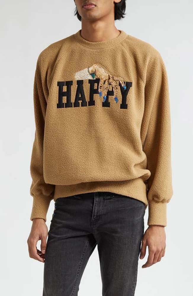 Undercover Happy Oversize Fleece Crewneck Sweatshirt Beige at Nordstrom,