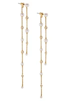 Nadri Siren Cultured Pearl Linear Drop Earrings in Gold at Nordstrom