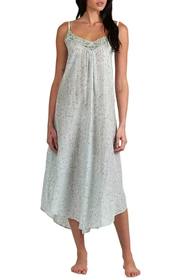 Papinelle Cheri Blossom Lace Trim Cotton & Silk Nightgown Sage at Nordstrom,