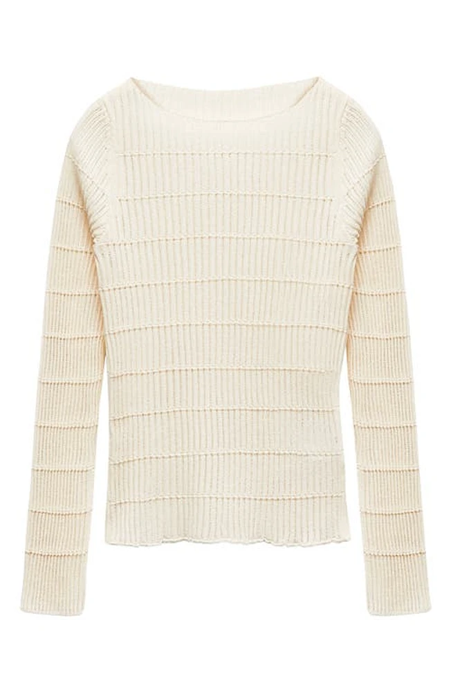 MANGO Peton Mixed Stitch Sweater Light Beige at Nordstrom,