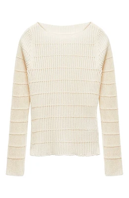 MANGO Peton Mixed Stitch Sweater Light Beige at Nordstrom,