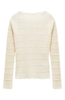 MANGO Peton Mixed Stitch Sweater Light Beige at Nordstrom,