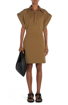 Bottega Veneta Wide Sleeve Cotton Gabardine Utility Dress Dark Sand at Nordstrom, Us