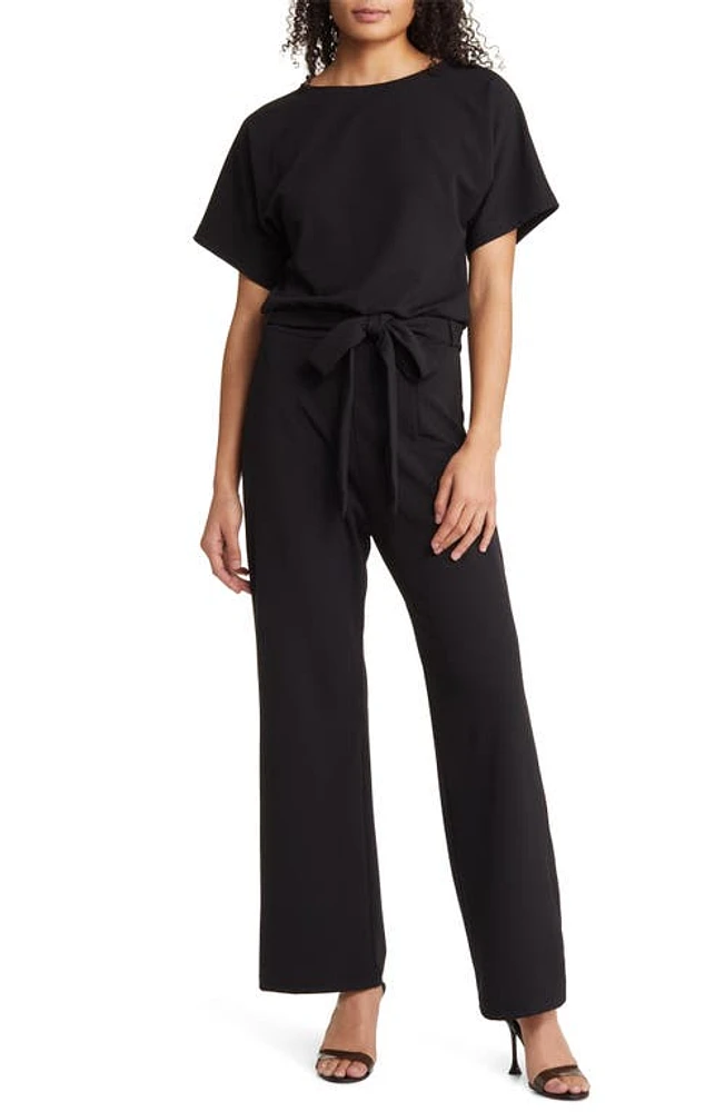 NIKKI LUND Alexandra Tie Waist Jumpsuit Black at Nordstrom,