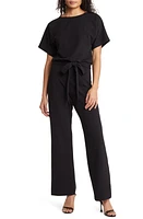 NIKKI LUND Alexandra Tie Waist Jumpsuit Black at Nordstrom,