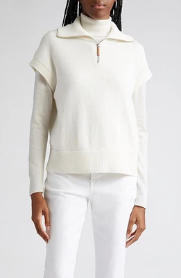 Lafayette 148 New York Cotton & Silk Half Zip Sweater Cloud at Nordstrom,