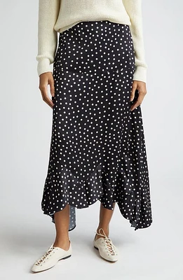 Stella McCartney Polka Dot Handkerchief Hem Maxi Skirt 1028 - Black/Cream at Nordstrom, Us