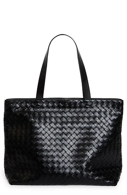 Bottega Veneta Large Classic Intrecciato Leather Tote in 8803 Black/Silver at Nordstrom