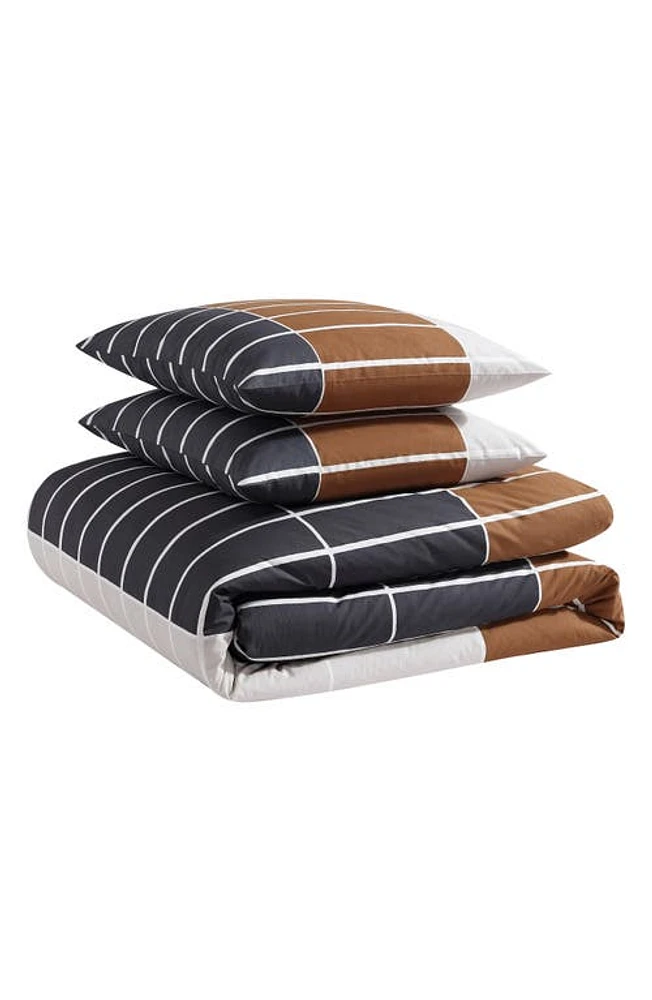 Marimekko Tiiliskivi Raita Duvet Cover & Shams Set in Charcoal Grey at Nordstrom