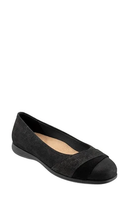 Trotters Danni Leather & Suede Flat Black Nubuck at Nordstrom,