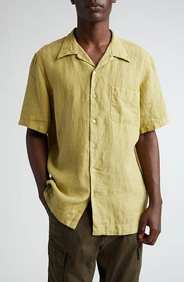 Massimo Alba Short Sleeve Linen Button-Up Shirt U614 Verdino at Nordstrom,