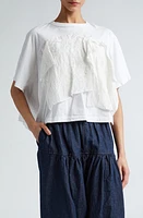 Tao Comme des Garçons Embroidered Panel Split Back Top White at Nordstrom,