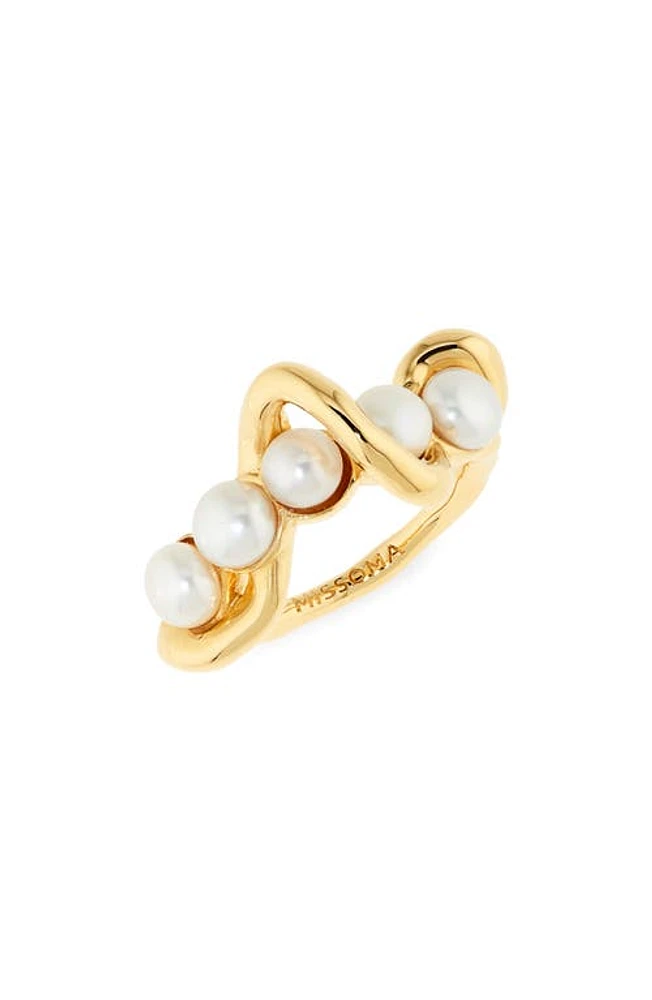 Missoma Molten Baroque Freshwater Pearl Twisted Stacking Ring in Gold at Nordstrom, Size 7