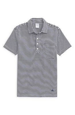 Brooks Brothers Stripe Pocket Feeder Knit Jersey Polo in Navy/White at Nordstrom, Size Small