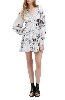 AllSaints Zora Iona Floral Print Long Sleeve Dress Off White at Nordstrom, Us