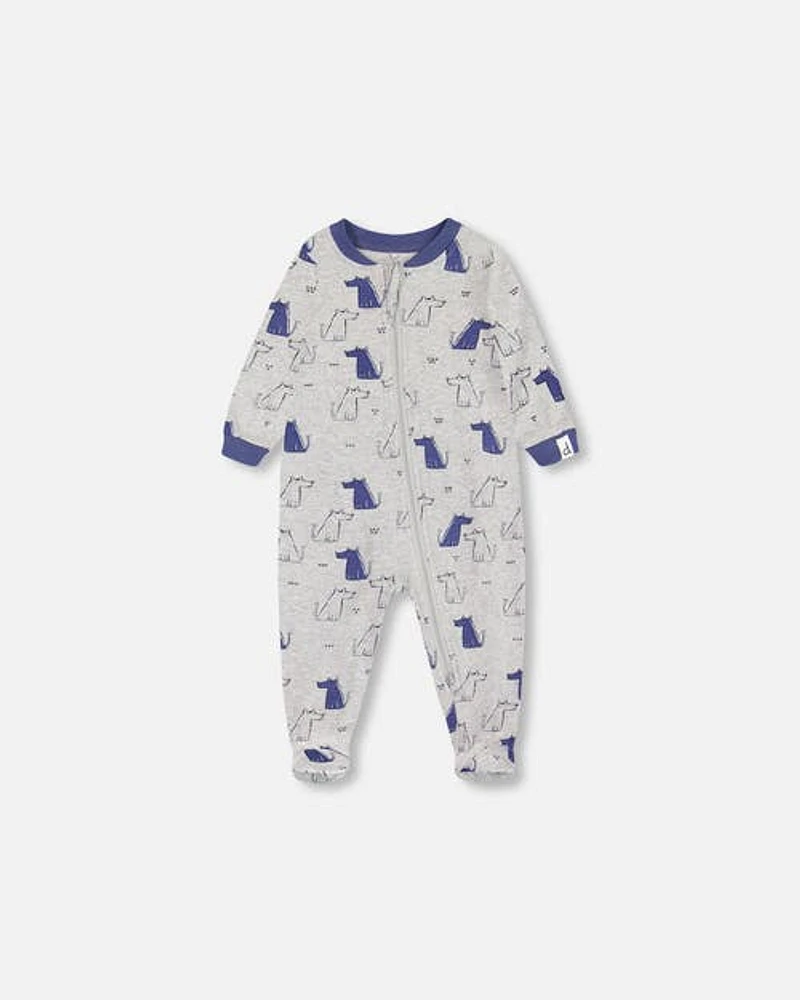 Deux Par Deux Baby Boy's Organic Cotton One Piece Pajama Grey Mix Printed Dogs at Nordstrom