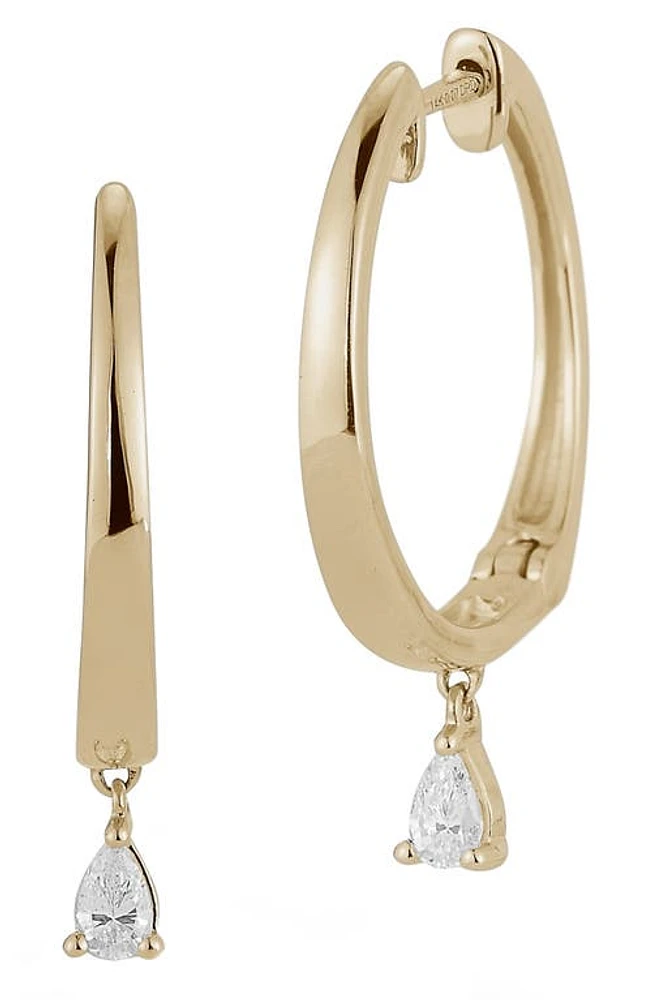 Dana Rebecca Designs Taylor Elaine Pear Teardrop Diamond Hoop Earrings in Yellow Gold at Nordstrom