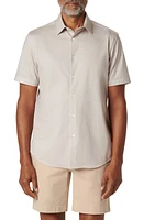 Bugatchi Miles OoohCotton Pinstripe Short Sleeve Button-Up Shirt at Nordstrom,