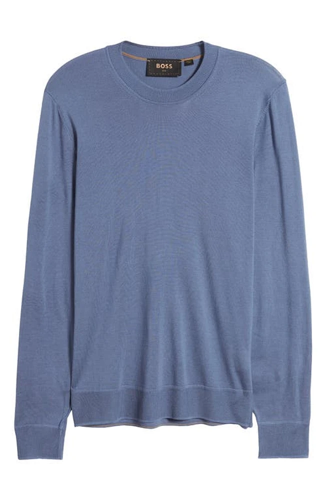 BOSS Ottano Silk Crewneck Sweater Blue at Nordstrom,