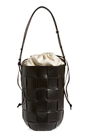 Bottega Veneta Lantern Cassette Leather Bucket Bag in 8803 Black-Silver at Nordstrom