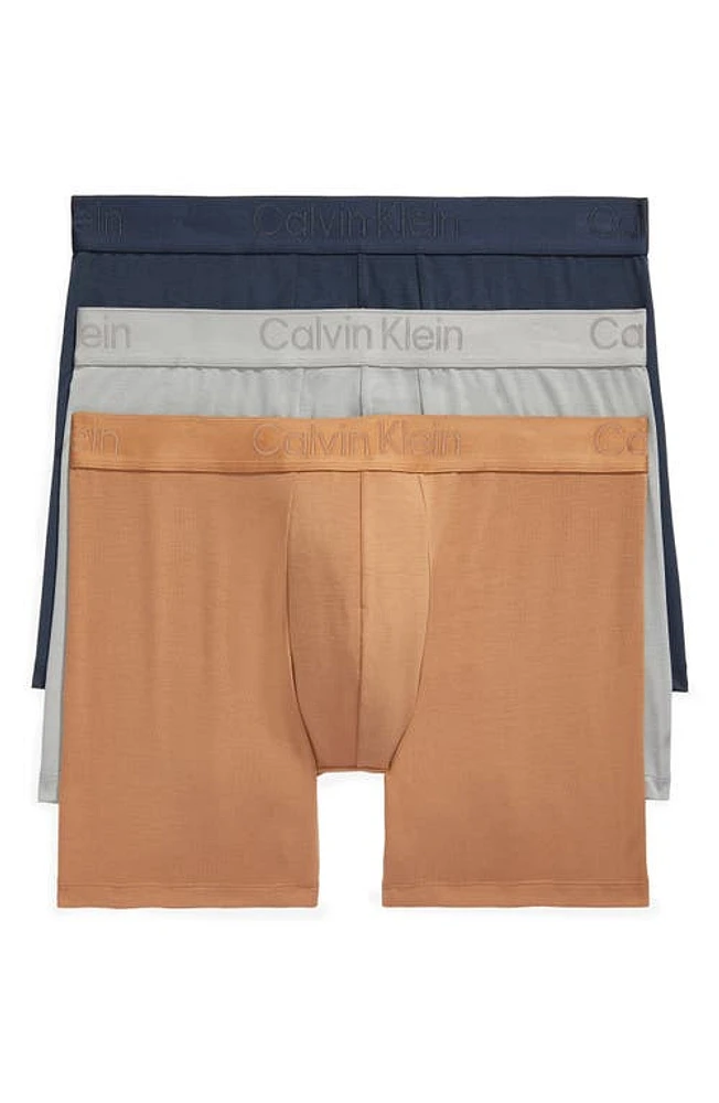 Calvin Klein 3-Pack Boxer Briefs Sandalwood/grey/navy at Nordstrom,