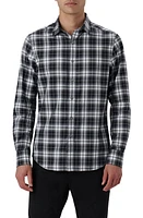 Bugatchi Julian Shaped Fit Plaid Cotton Button-Up Shirt Black at Nordstrom,