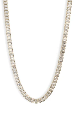 SHYMI Emerald Cut Tennis Necklace in Gold/White at Nordstrom, Size 16