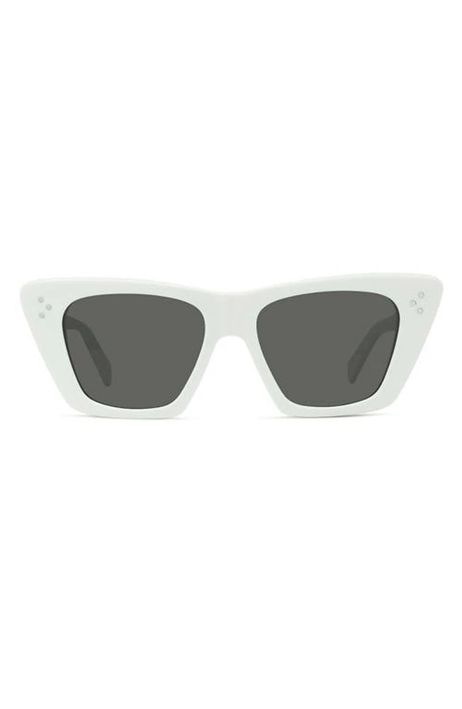 CELINE 51mm Cat Eye Sunglasses in Ivory /Smoke at Nordstrom