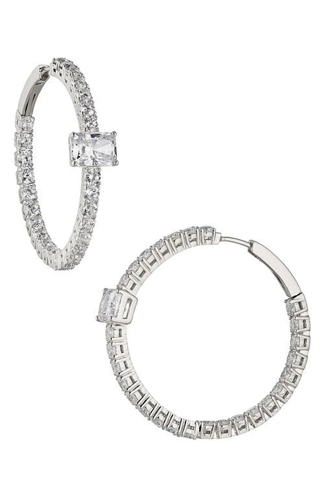 Nadri Invitation Only Cubic Zirconia Hoop Earrings in Rhodium at Nordstrom