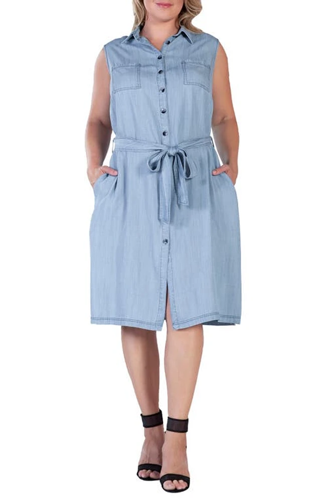 Standards & Practices Sleeveless Chambray Shirtdress Boundless Blue at Nordstrom,