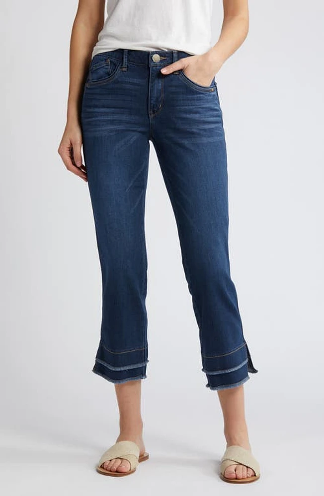 Wit & Wisdom 'Ab'Solution Double Frayed Hem High Waist Kick Flare Jeans Blue at Nordstrom,