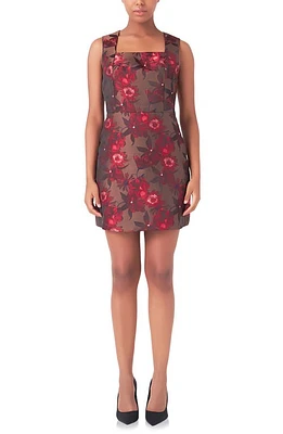 Endless Rose Floral Jacquard Minidress Brown Multi at Nordstrom,