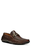 Donald Pliner Dacio Croc Embossed Bit Driving Loafer Dark Brown at Nordstrom,