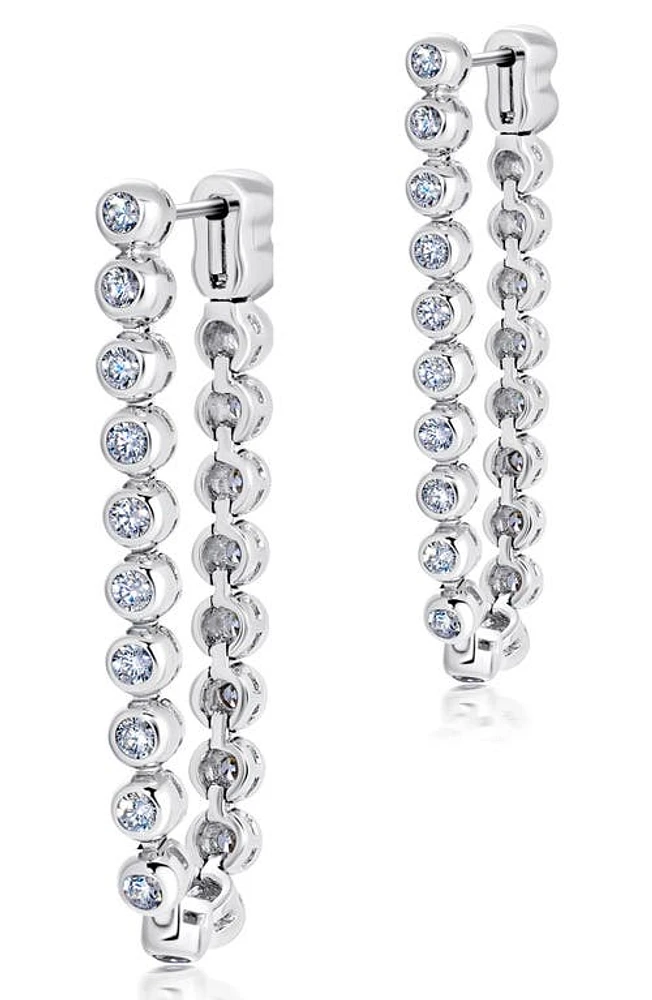 Crislu Graduated Bezel Drop Earrings in Platinum at Nordstrom