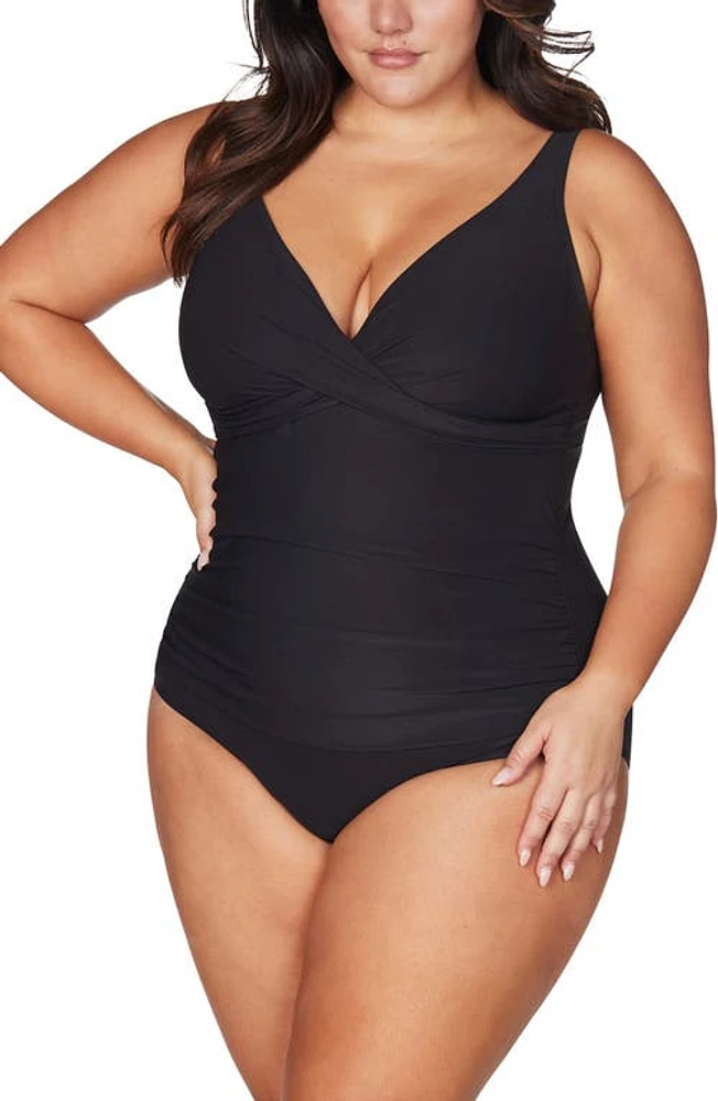 Artesands Hues Delacroix Cross Front D- Cup & Up One-Piece Swimsuit Black at Nordstrom,