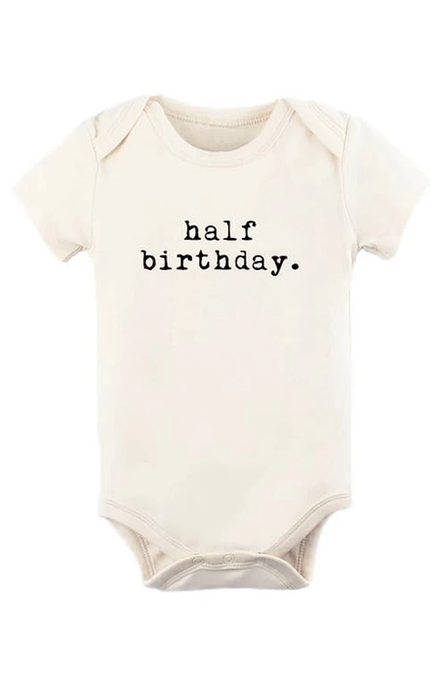 Tenth & Pine Half Birthday Organic Cotton Bodysuit Natural at Nordstrom,