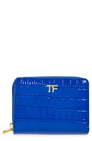 TOM FORD T-Line Croc Embossed Patent Leather Zip Wallet in 1L025 Cobalt at Nordstrom