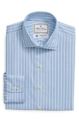 Brooks Brothers x Thomas Mason Regular Fit Stripe Cotton & Linen Dress Shirt Light Blue at Nordstrom,