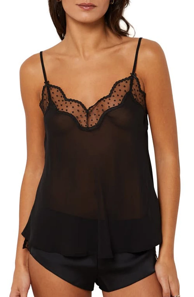 Etam Emerveille Caraco Embroidered Trim Camisole Black at Nordstrom,