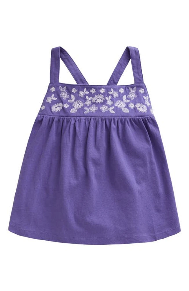 Mini Boden Kids' Floral Embroidered Crossback Trapeze Tank Wisteria Blue at Nordstrom,