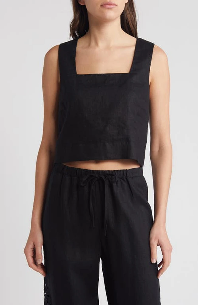 Rails Akira Linen Crop Tank Top Black at Nordstrom,