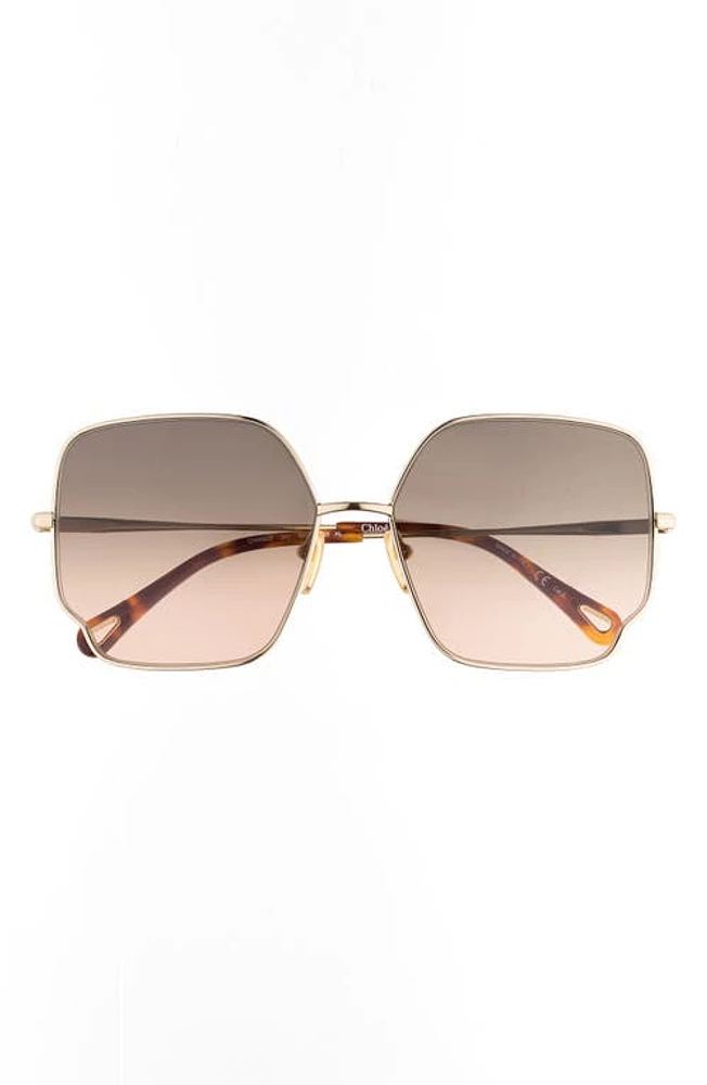 Chloé 60mm Gradient Square Sunglasses in Black at Nordstrom