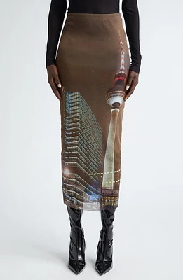 Jean Paul Gaultier City Print Sheer Mesh Skirt Brown/Green/Blue/Red at Nordstrom,