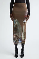 Jean Paul Gaultier City Print Sheer Mesh Skirt Brown/Green/Blue/Red at Nordstrom,