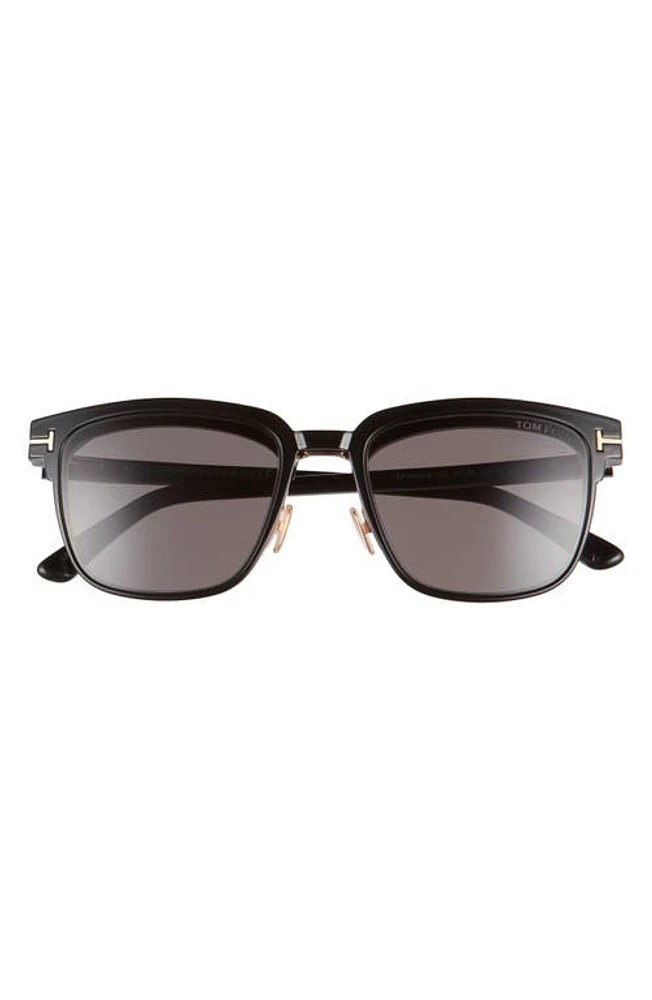 TOM FORD 54mm Blue Light Blocking Glasses & Clip-On Sunglasses in Black/Rose Gold/Clear/Smoke at Nordstrom