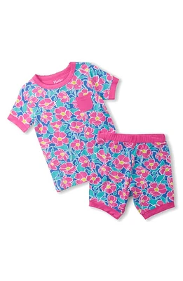 Hatley Kids' Poppy Print Fitted Two-Piece Short Pajamas Blue at Nordstrom,