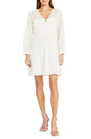 DONNA MORGAN FOR MAGGY Long Sleeve Cotton Eyelet Minidress Ivory at Nordstrom,