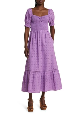 Lost + Wander La Luna Puff Sleeve Dress in Lavender at Nordstrom, Size Large