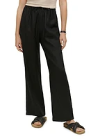 Reformation Olina Drawstring Straight Leg Linen Pants Black at Nordstrom,